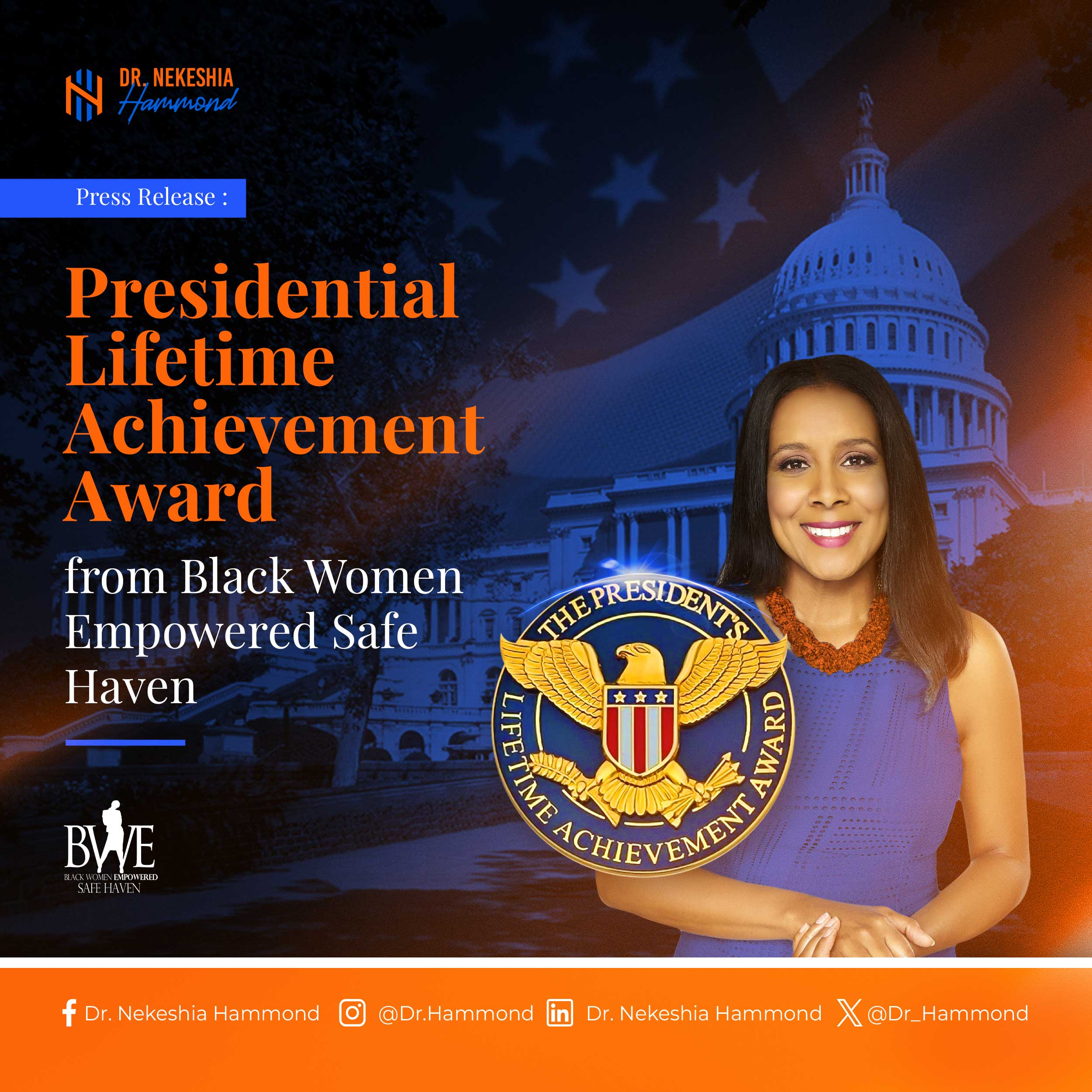 Presidential Lifetime Achievement Award from Black Women Empowered Safe Haven